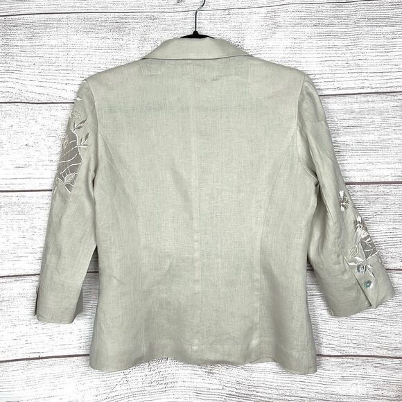 PUNT ROMA Linen Embroidered Blazer, 3/4 length sleeves  EUR 38, US 6 - Picture 10 of 14